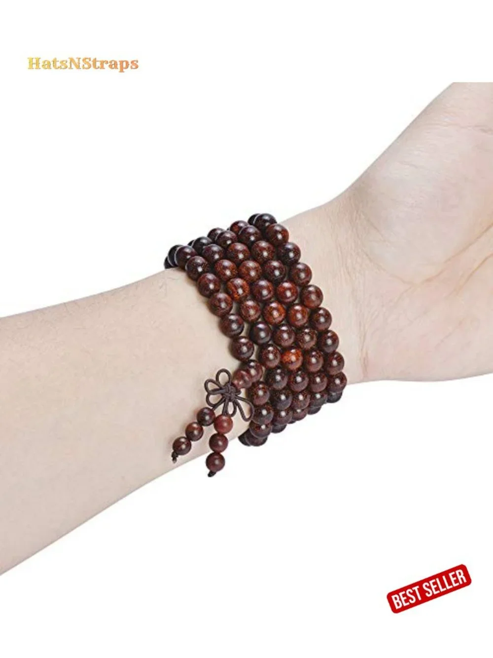 108 Bead Mala Bracelet Meditation Sandalwood Wood Beads 8mm Elastic
